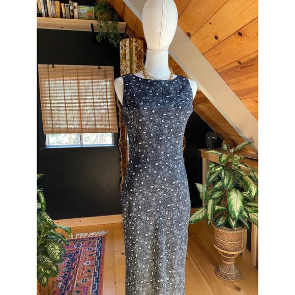 Vintage Dress Black White Floral - Picture 5 of 10